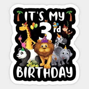 Its My 3rd Birthday Safari Jungle Zoo Lovers Birthday Party Sticker